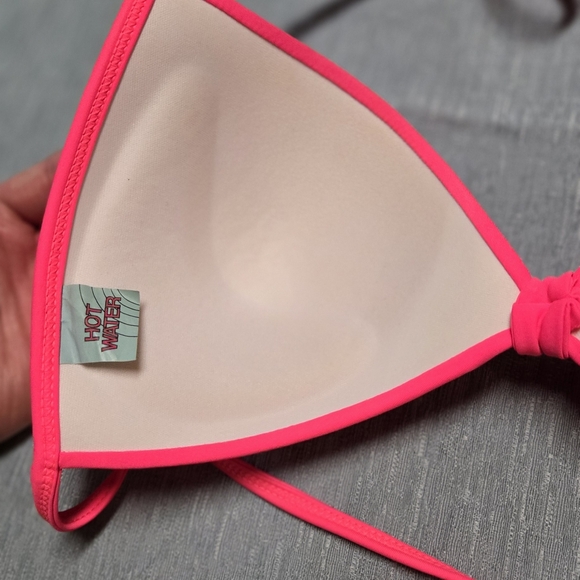 Women's S-M Hot Pink Neon String Bow Bikini Top - push up - Picture 3 of 4